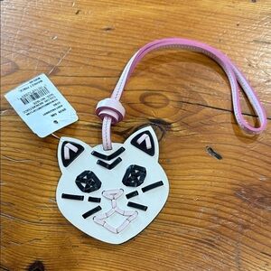 Tod’s Cat Face Leather Bag Charm in Pink and White